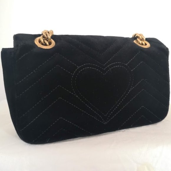 GUCCI Black Velvet Mini Marmont 2.0 Bag - Picture 9 of 15